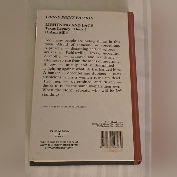 Lightning and Lace (Texas Legacy Series #3) by DiAnn Mills Large Print HC Book - Picture 5 of 5